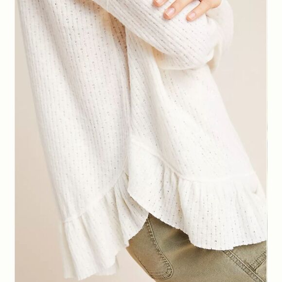 Maeve Addie Ruffled Hacci Pullover cream size xs - Picture 4 of 9